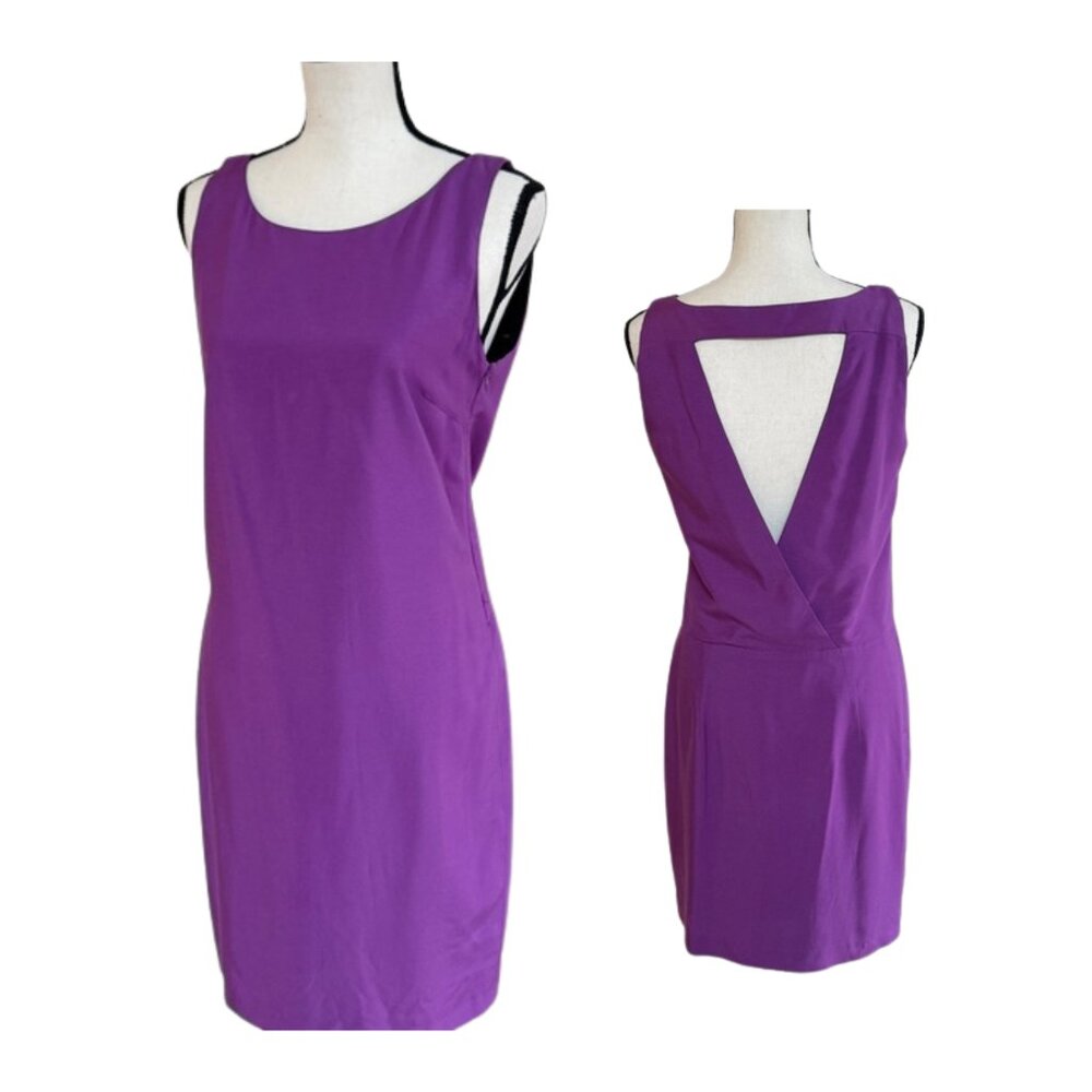ZARA Purple Open V-Back Sleeveless Sheath Dress Mini Cocktail Party Modern M - Picture 4 of 13